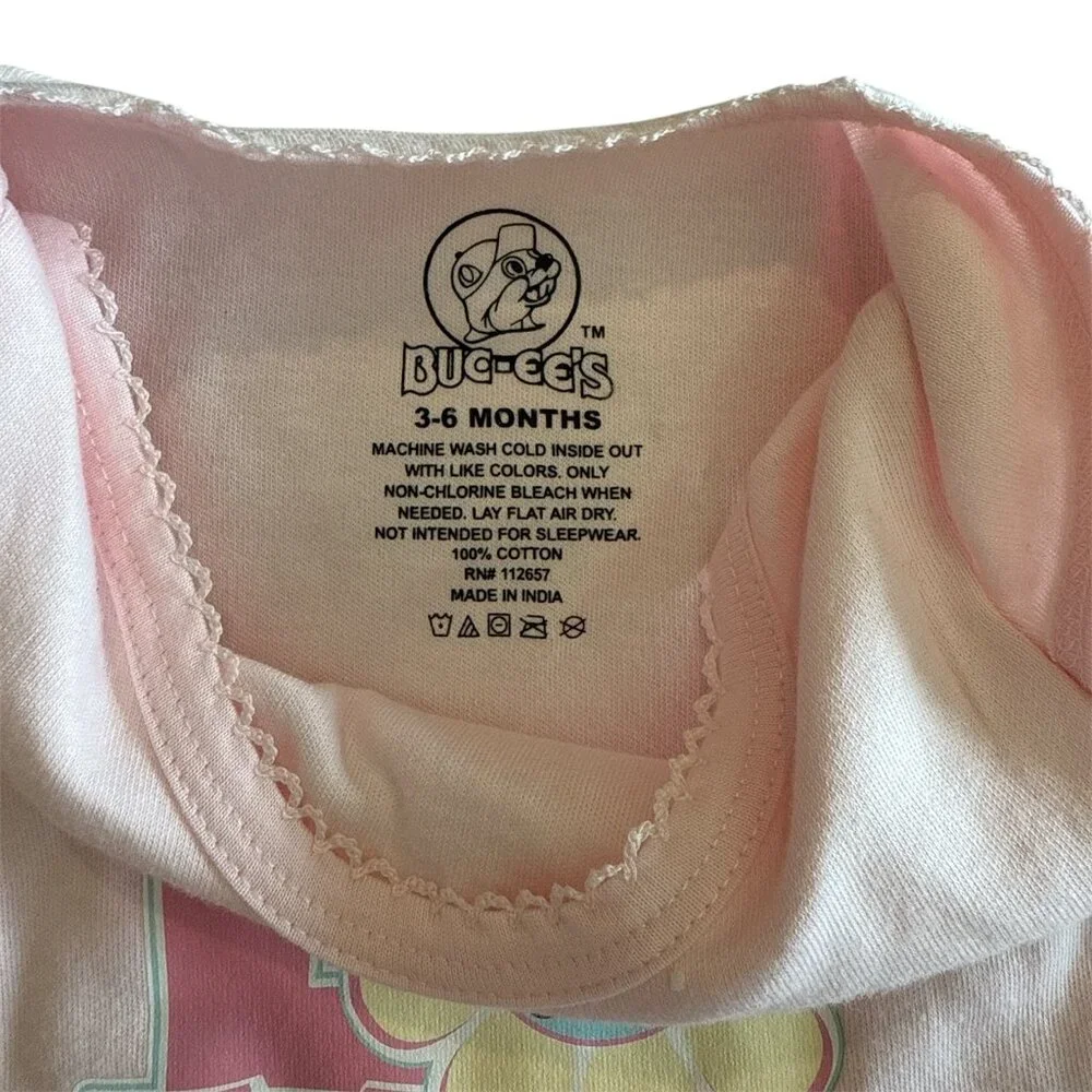 Buc-ee’s Beaver Light Pink One Piece Bodysuit with Skirt‎ 3-6 months Girl NWOT